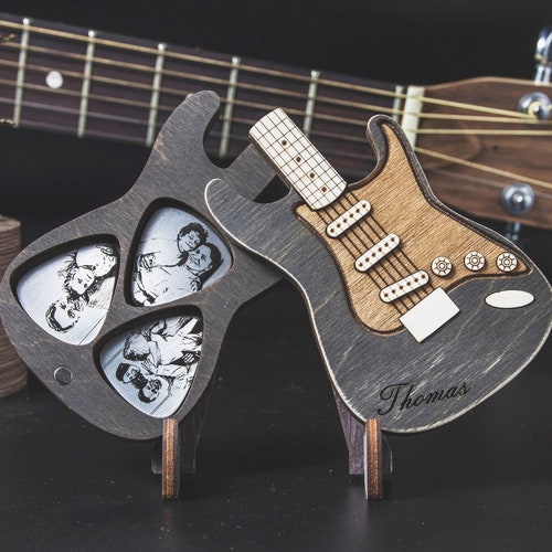 Personalized Wooden Guitar Picks With Case Custom Guitar Pick Etsy