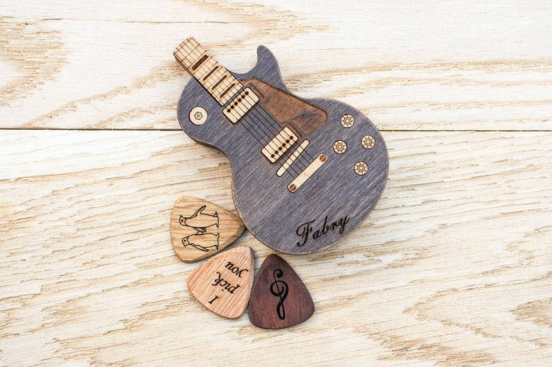 Guitar picks Personalized pick Gift for Him Wooden guitar