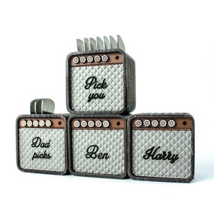 Guitar Amp Pick Holder: Personalized Ash Wood Gift