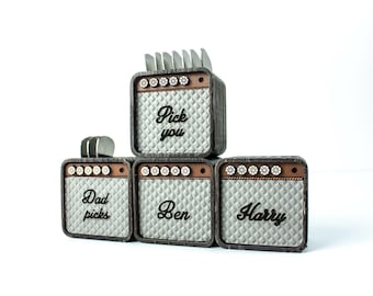 Guitar Amp Pick Holder: Personalized Ash Wood Gift