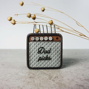 Custom Engraved Guitar Pick Holder: Wooden Amp Design