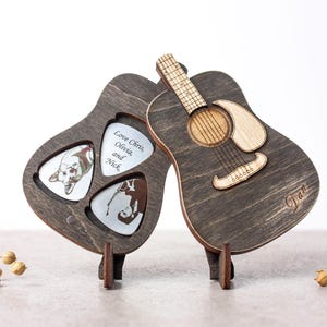 Personalized Wooden Guitar Pick Holder: Engraved Musician Gift
