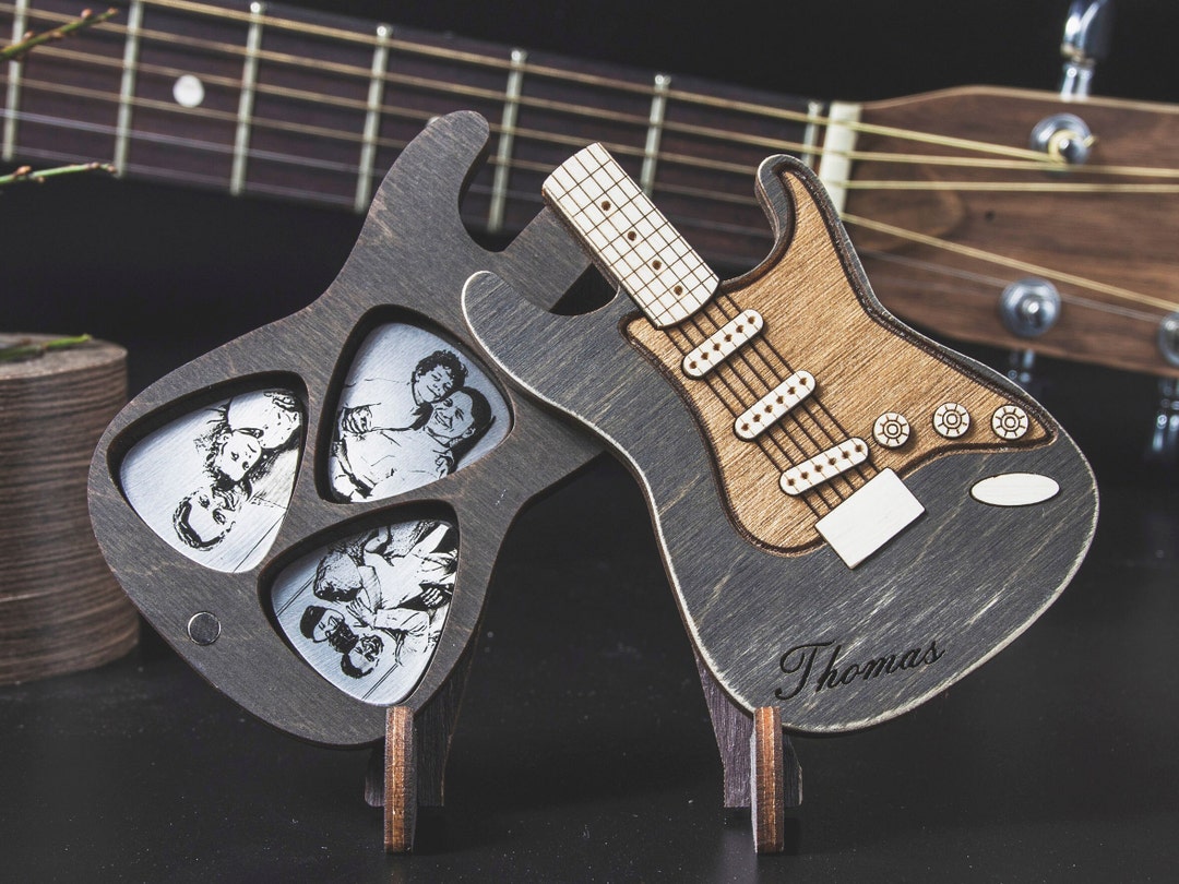 Wooden Picks Case With Personalisation, Personalised Guitar Picks Set