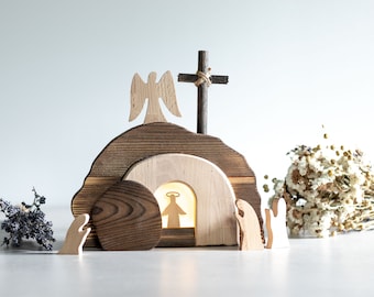 Empty Tomb Display, Empty Tomb, Christian Easter Decor, Resurrection Cross, He Is Risen