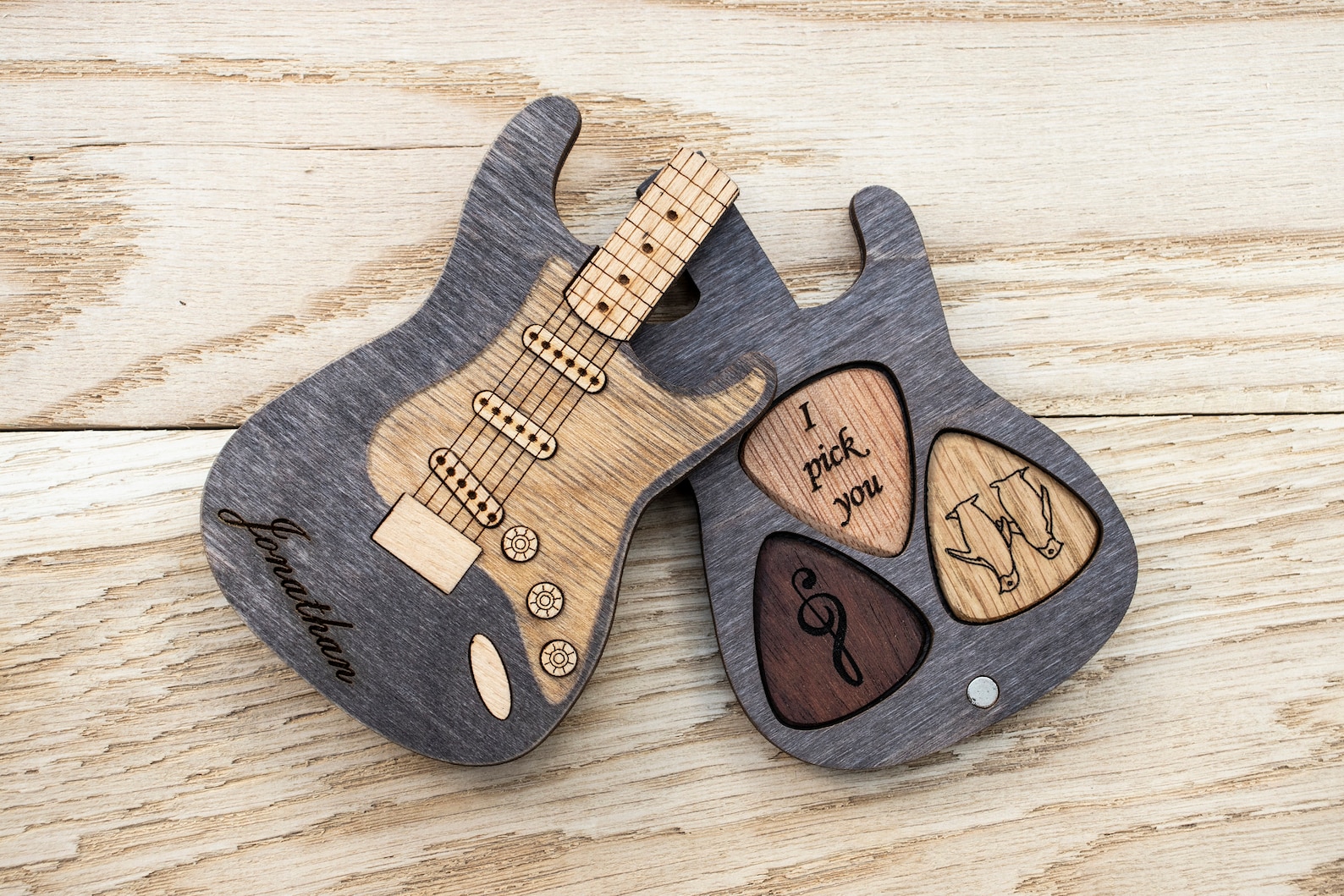 Personalized wooden pick case Wooden guitar pick Etsy