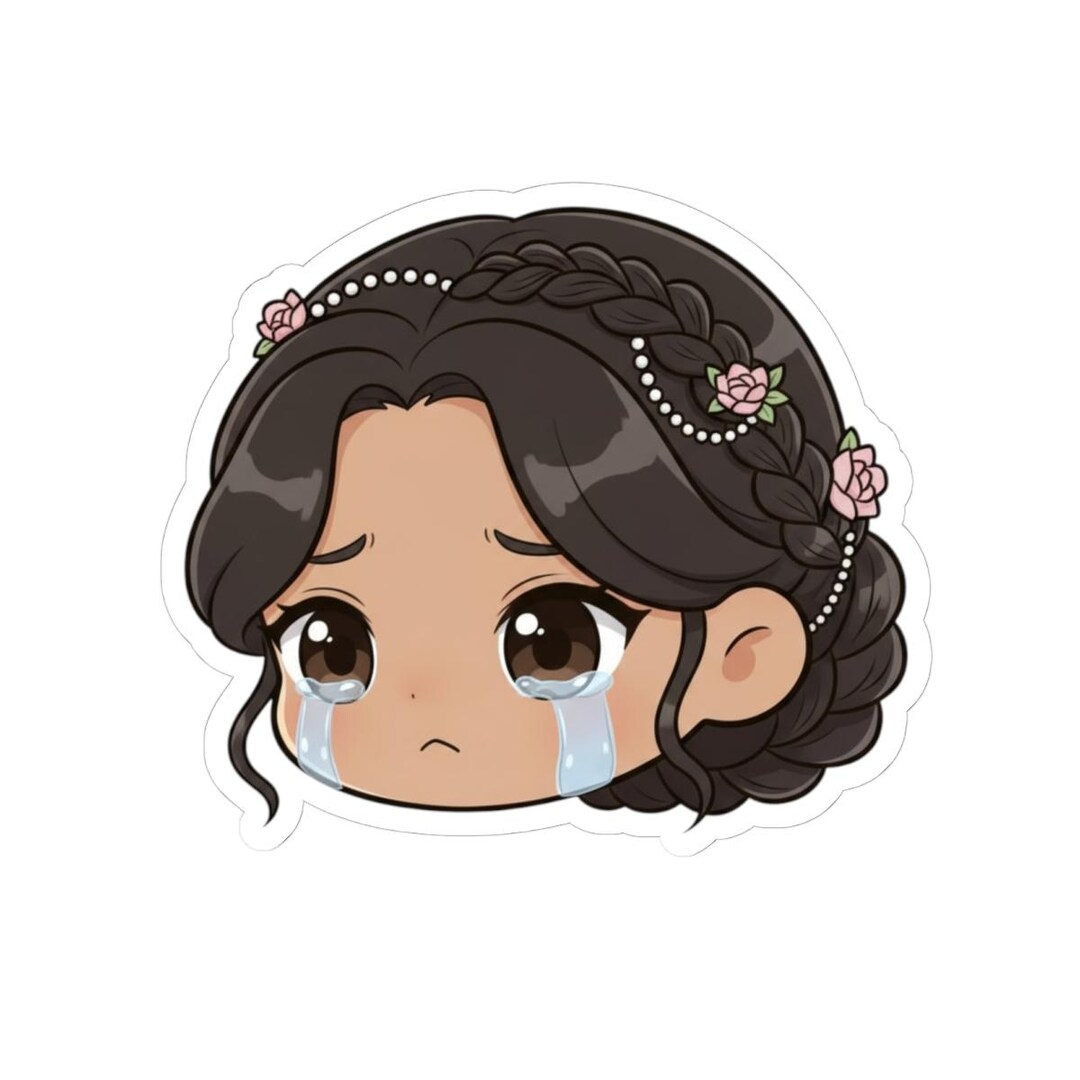 Crying Chibi Anime Girl Stickers | Cute Tearful Kawaii Character Laptop ...