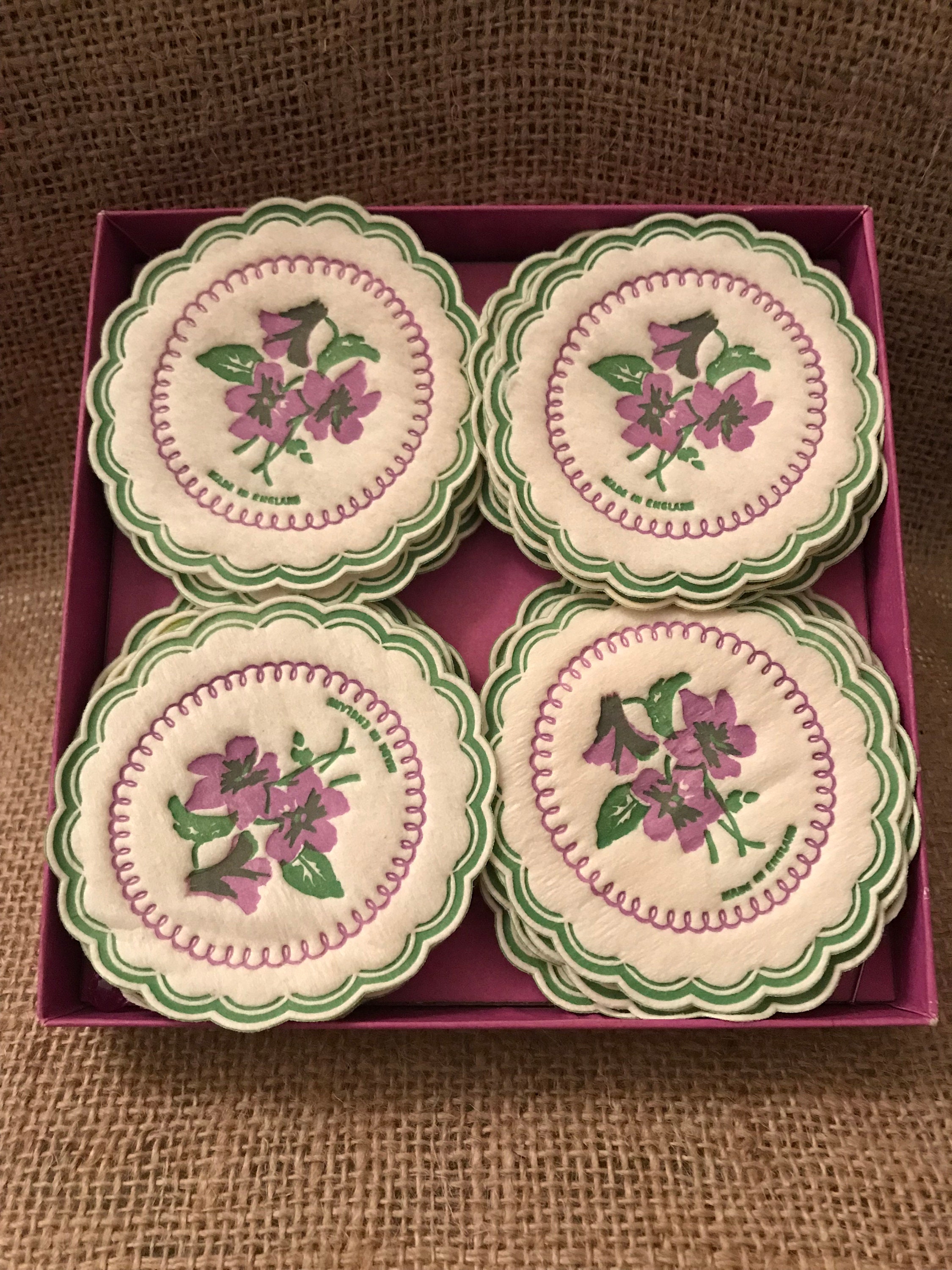 Vintage Saucer Mats With Violets by Freundmayer in England Says Flying