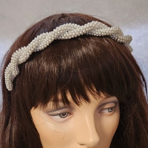 DISCOUNTED ~ White Twisted Pearl Flexible Headband ~ Bride ~ Bridal Party ~ Prom ~ Headpiece Heaven