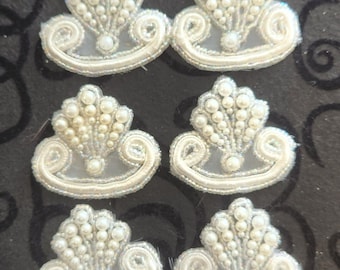 Vintage Pearl Applique Lot ~ 6 Pcs ~ DISCOUNTED ~ 1990s ~ Craft Wedding Supplies ~ LOT 6