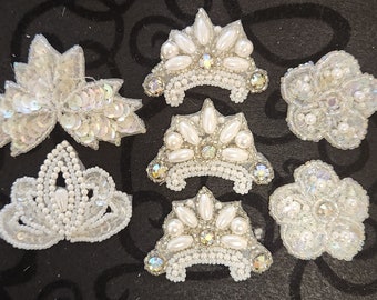 Vintage Beaded Applique Lot ~ 7 Pcs ~ DISCOUNTED ~ 1990s ~ Craft Wedding Supplies ~ LOT 13