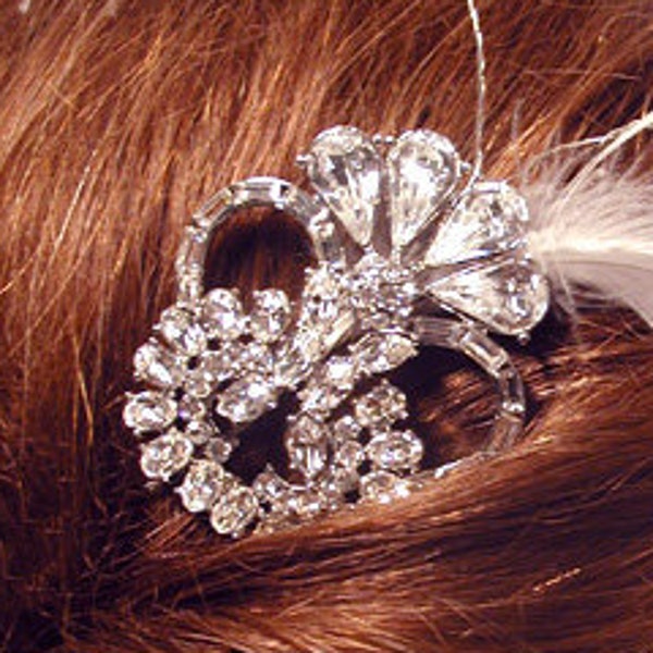 DISCOUNTED Bridal Hair Pin ~ Swarovski Crystal ~ Rhinestone ~ Vintage Bridal ~ Hearts Hairpin ~ Bridesmaids ~ HEADPIECE HEAVEN