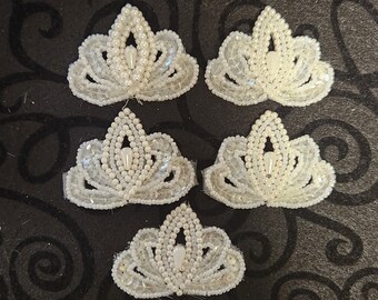 Vintage Beaded Applique Lot ~ 5 Pcs ~ DISCOUNTED ~ 1990s ~ Craft Wedding Supplies ~ LOT 17