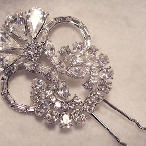 DISCOUNTED Bridal Hair Pin Swarovski Crystal Rhinestone Vintage Bridal Hearts Hairpin Bridesmaids HEADPIECE HEAVEN image 3