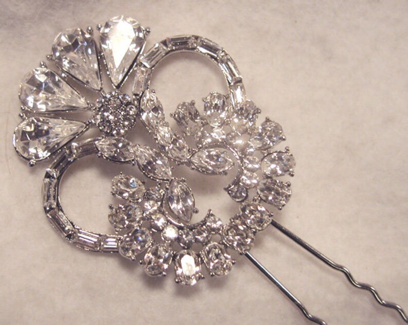 DISCOUNTED Bridal Hair Pin Swarovski Crystal Rhinestone Vintage Bridal Hearts Hairpin Bridesmaids HEADPIECE HEAVEN image 3