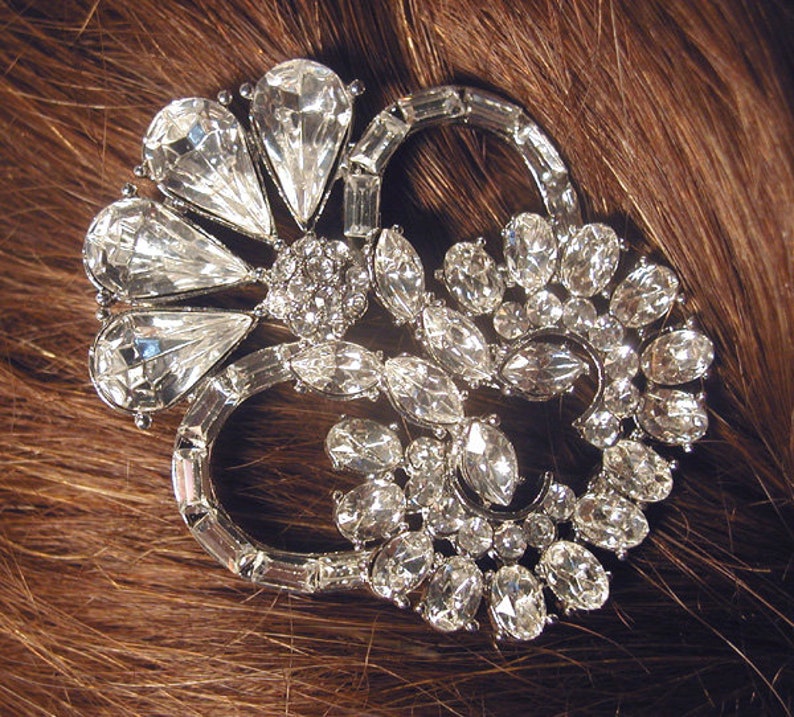 DISCOUNTED Bridal Hair Pin Swarovski Crystal Rhinestone Vintage Bridal Hearts Hairpin Bridesmaids HEADPIECE HEAVEN image 2