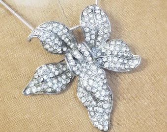 DISCOUNTED ~ Swarovski Crystal Orchid Brooch ~ Floral Rhinestone Pin ~ Vintage Bridal ~ Romantic ~ Bridal Jewelry ~ Bridesmaids