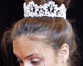 CON DESCUENTO ~ ANTES 375,00 ~ Tiara vintage convertible ~ Perlas blancas de Swarovski y cristales AB ~ Banda abierta o envoltura para moño ~ Novia ~ Venta de muestra
