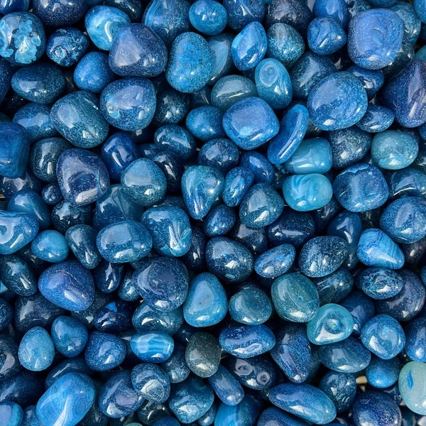 Blue Agate / High Polished Exotic Pebble, Decorative Pebble, Landscape Pebble
