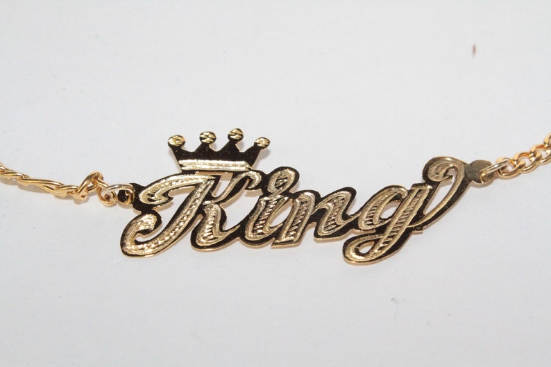 Personalized 14K Gold Plated Single Name Plate Chain Necklace Etsy