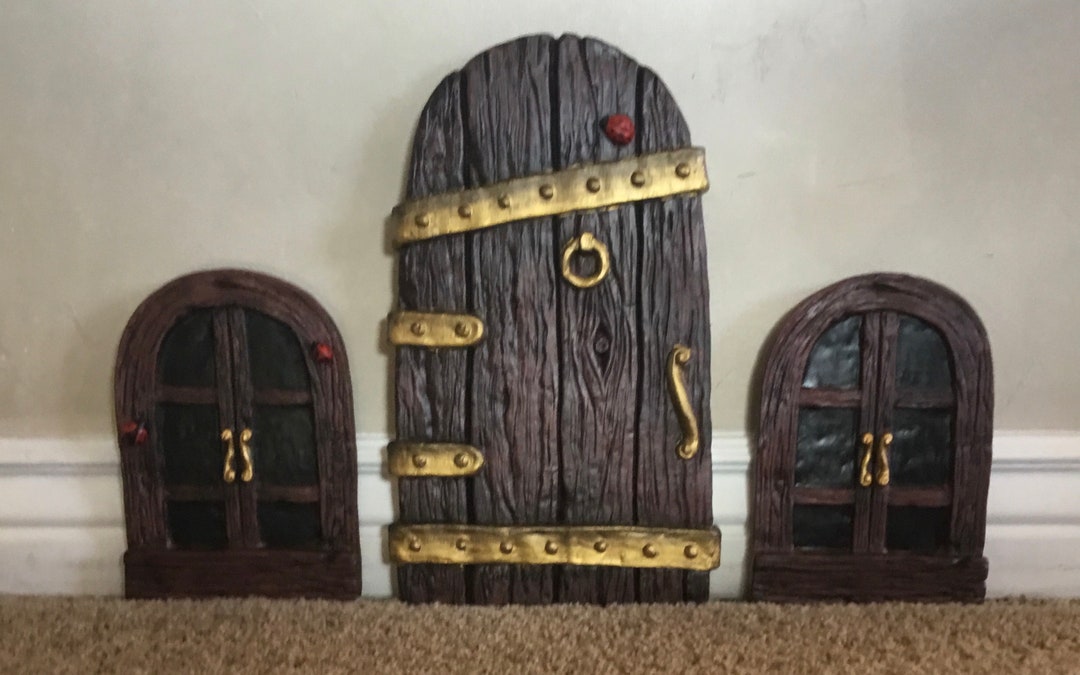 Large Fairy Doors and Windows, Garden, Gnome Door. 14 Tall With 2