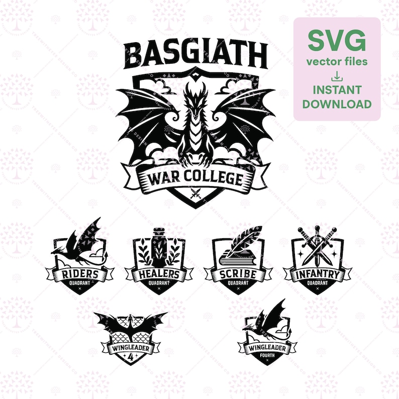 Fourth Wing SVG Instant Downloads. Basgiath War College Crest Badge ...