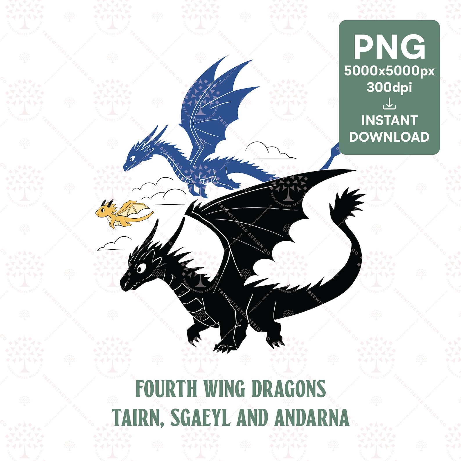 Fourth Wing Dragons Fanart PNG Pintables. Cute Tairn, Sgaeyl and