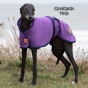 Bamboo Drying Greyhound Whippet Lurcher Sighthound Coat - Ginger Ted Highly Absorbent Quick Dry Cleaning Coat with FREE Paw & Face Towel
