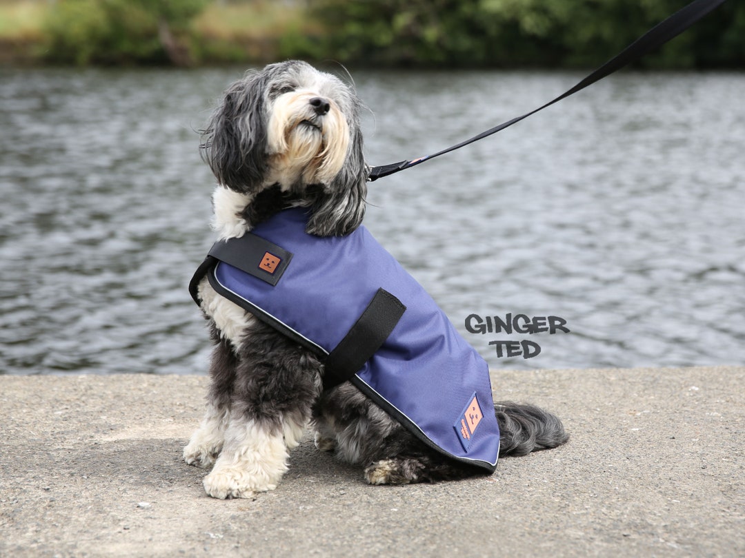 Waterproof Warm Dog Coat Ginger Ted Shower Dog Coat Jacket Raincoat With Reflective Piping Optional Harness Slot and Fleece Lining Etsy Canada