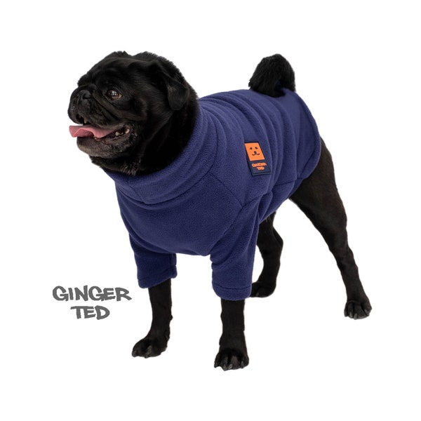 Carlin / Frenchie / Bulldog Jumper - Ginger Ted Cosy Fleece Warm Jumper Sweater pour Barrel Chested Dogs