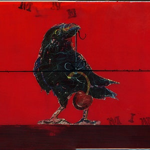 Canvas Art Print-Ravens with Cherries  &quot;Mine!&quot; Whimsical Raven Art,