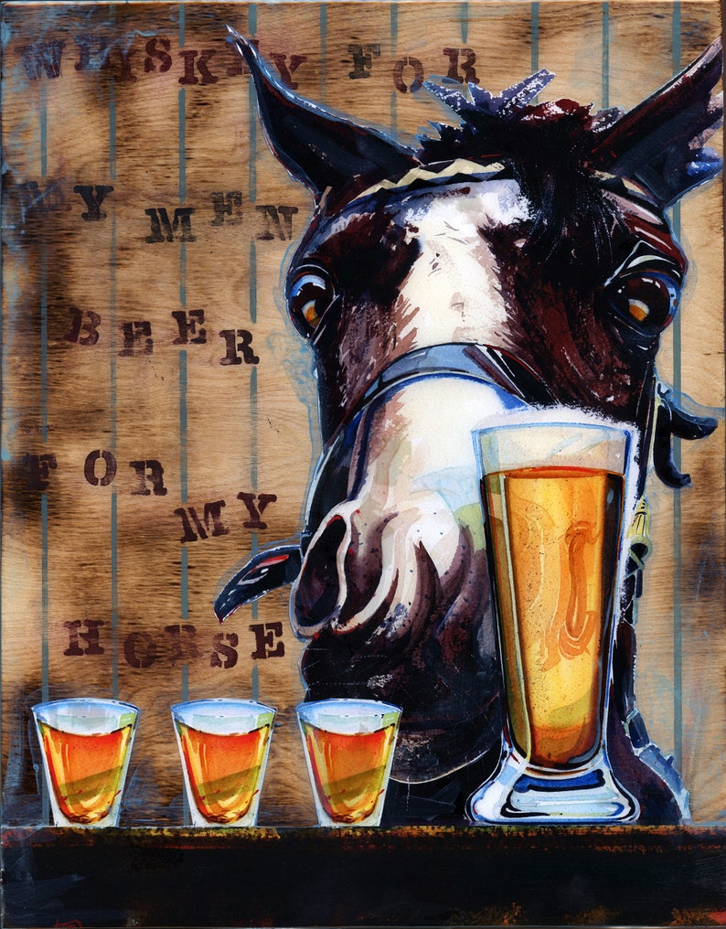 Art Printbeer. Horse beer for My Horse Whimsical Etsy UK