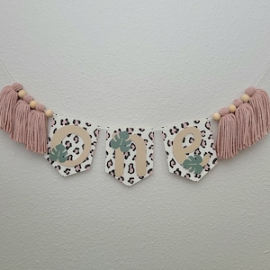 Pink Leopard 1st Birthday Highchair Banner / Wild One 1st Birthday / Party Animal 1st Birthday Girl / Pink Highchair Tassel Garland