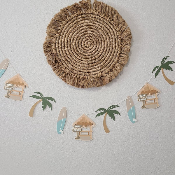 Retro Surf Paper Garland / Surfboard Garland / Big One Birthday Decor / Beach Party Decor