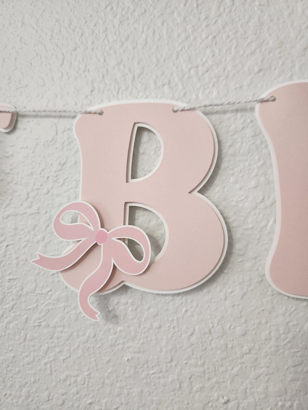 thumbnail image 2 of Personalised Pink Bow Happy Birthday Banner – Large Poster, Any Text (Madvinyl, UK Made) 2 of 6
