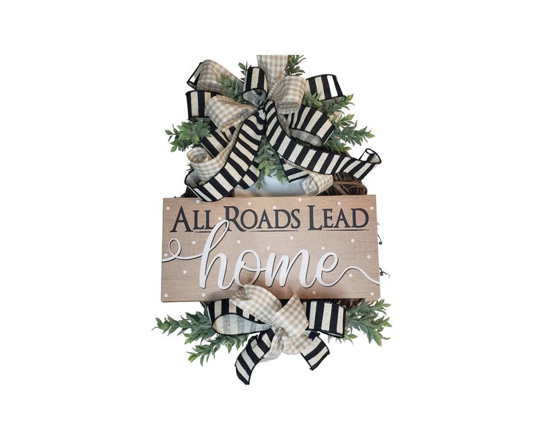Everyday Wreath for Front Door with Sign, Farmhouse Front Door Decor, Front Porch Decor image 2