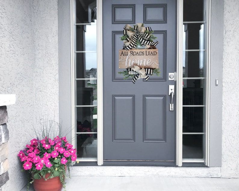 Everyday Wreath for Front Door with Sign, Farmhouse Front Door Decor, Front Porch Decor image 6