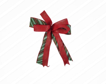 Red Green Gold Holiday Bow, Christmas Bow, Wreath Attachment