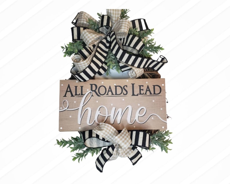 Everyday Wreath for Front Door with Sign, Farmhouse Front Door Decor, Front Porch Decor image 1