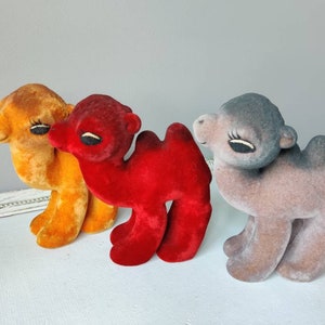 Vintage Flocked Foam Rubber Camel Toys, Soviet-Era Collection, 1975-1985