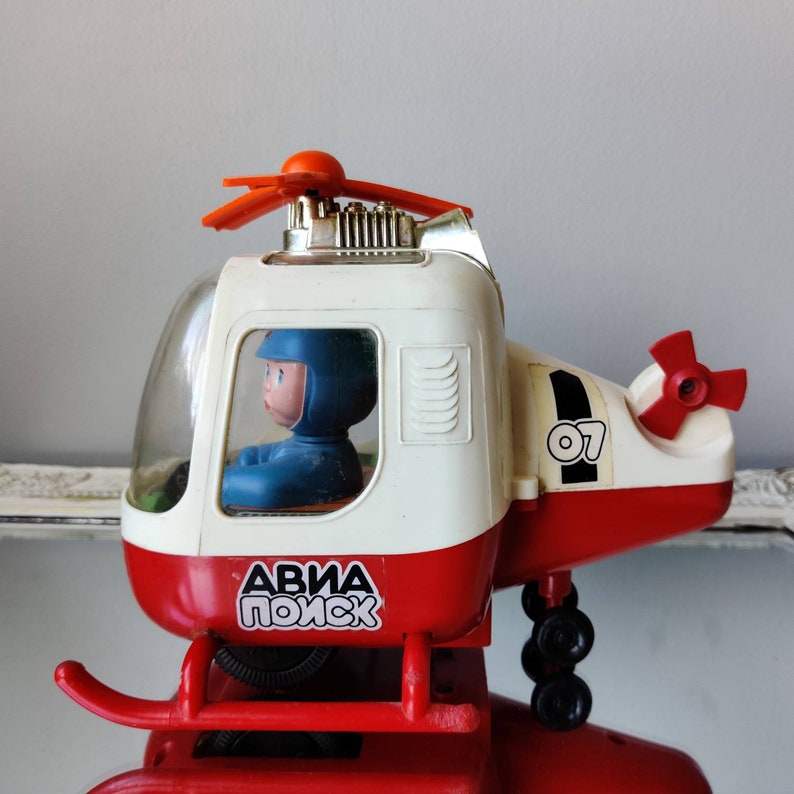 USSR Soviet Russian Helicopter Toy Pilot Doll Mechanical Etsy