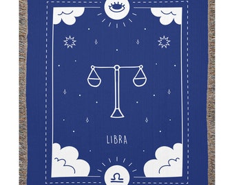 Libra Woven Blanket, Zodiac Sign Blanket, Woven Blanket, Customized Blanket, Perfect Gift For Zodiac Lover