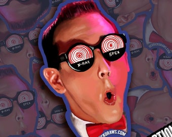 Pee-wee Herman Sticker (Two Sizes) | Paul Reubens | Pee-Wee's Big Adventure | Tim Burton