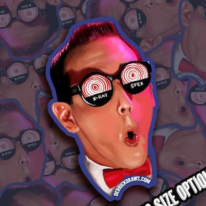 Pee-wee Herman Sticker (Two Sizes) | Paul Reubens | Pee-Wee&#39;s Big Adventure | Tim Burton
