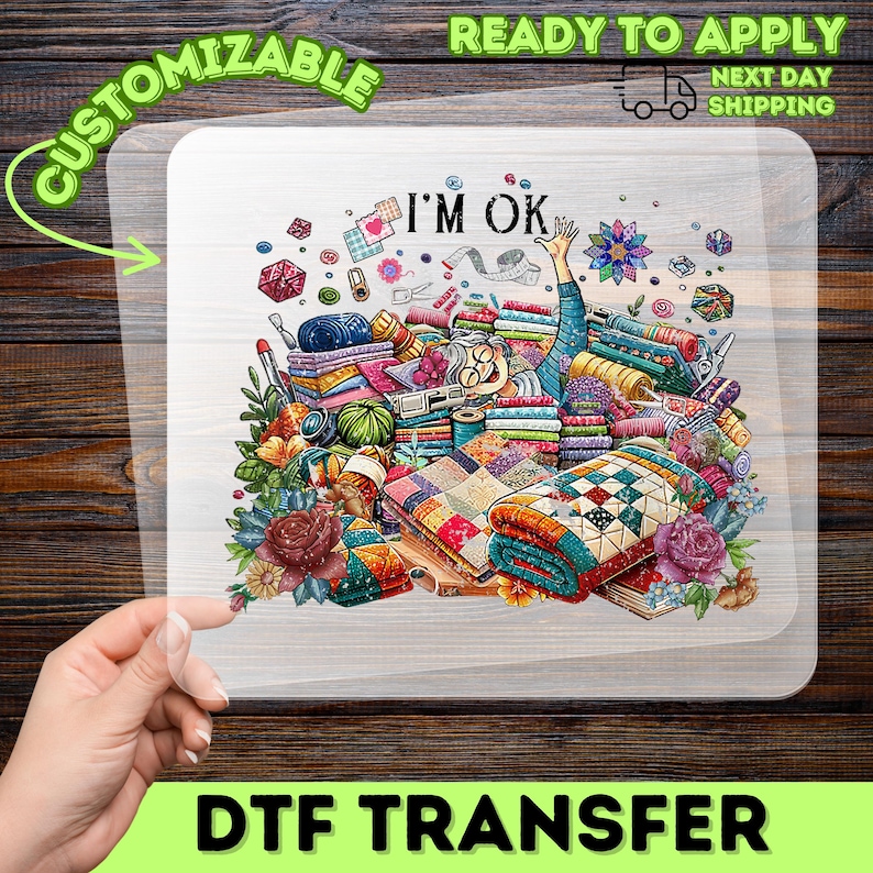 Funny Quilting Humor DTF Transfer Iron-On Ready To Press T-shirt for Craft Enthusiasts Quilters & Sewing Groups image 2