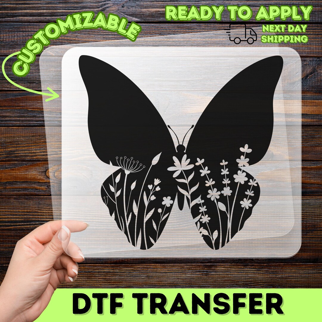 Floral Nature Butterfly DTF Transfer Ready to Apply, Boho Iron on ...