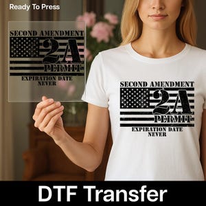 Second Amendment DTF Transfer for Patriotic Rights Apparel, Patriotic Vintage Iron-On for 2A Supporter Shirts