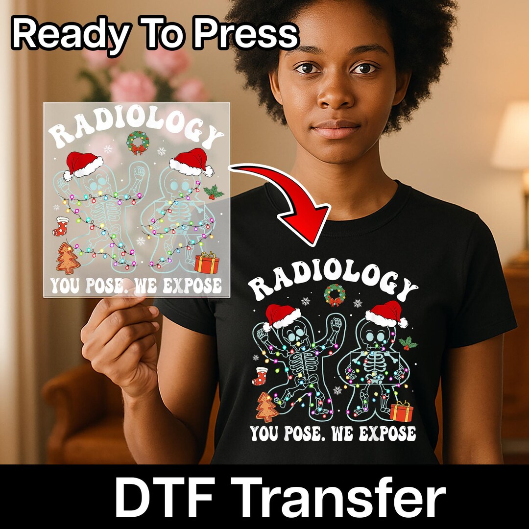 Funny Christmas Radiology DTF Transfer Iron-on Santa Skeleton T-shirt ...