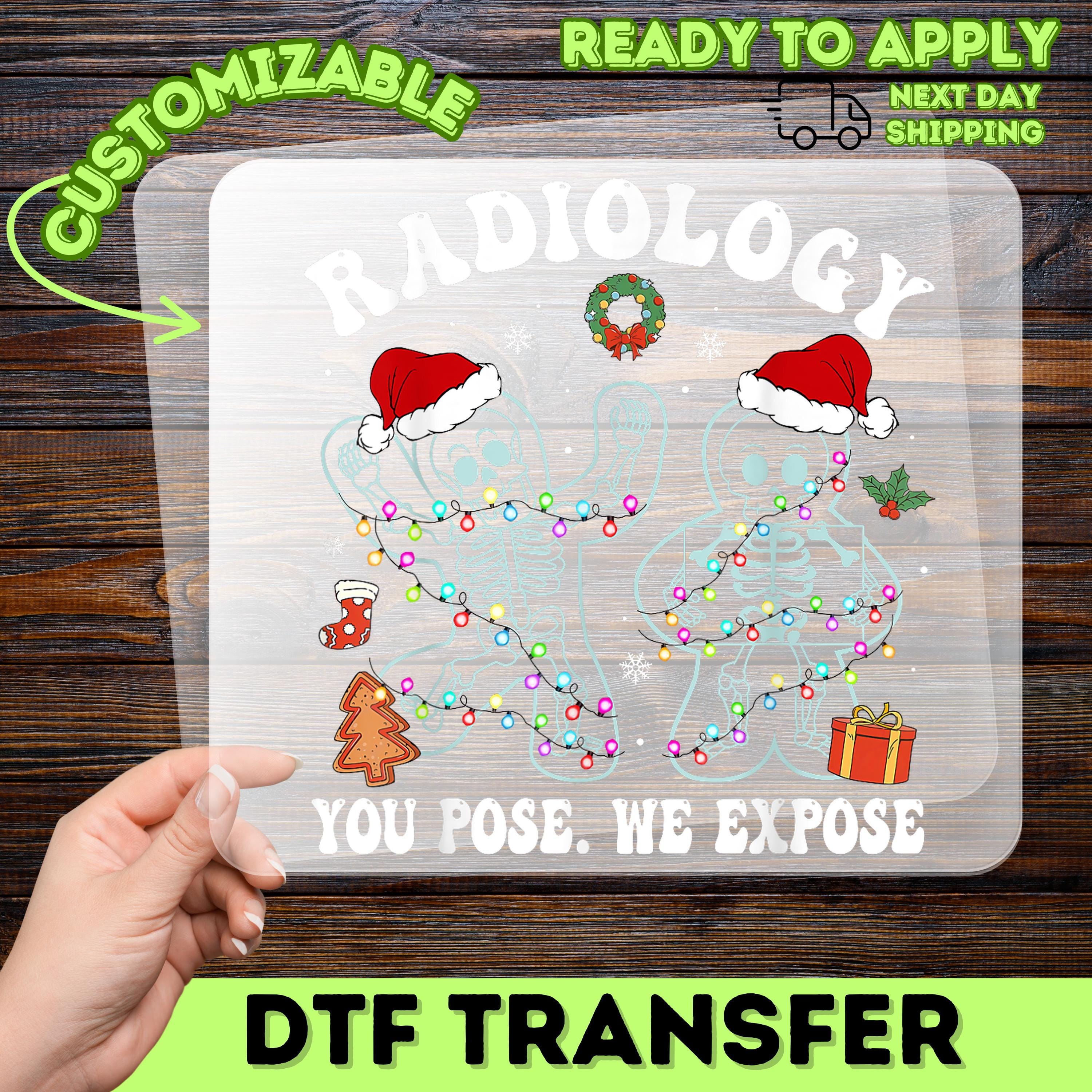 Funny Christmas Radiology DTF Transfer Iron-on Santa Skeleton T-shirt ...