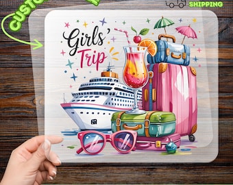 Girls' Trip Vacation Heat Transfer, Fun Cruise Ship Decal for Travel Enthusiasts, Ready to Press Adventure Design for Bachelorette Party