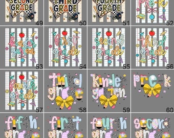 Back To School DTF Transfer Prints (Pre-K to Fifth Grade)